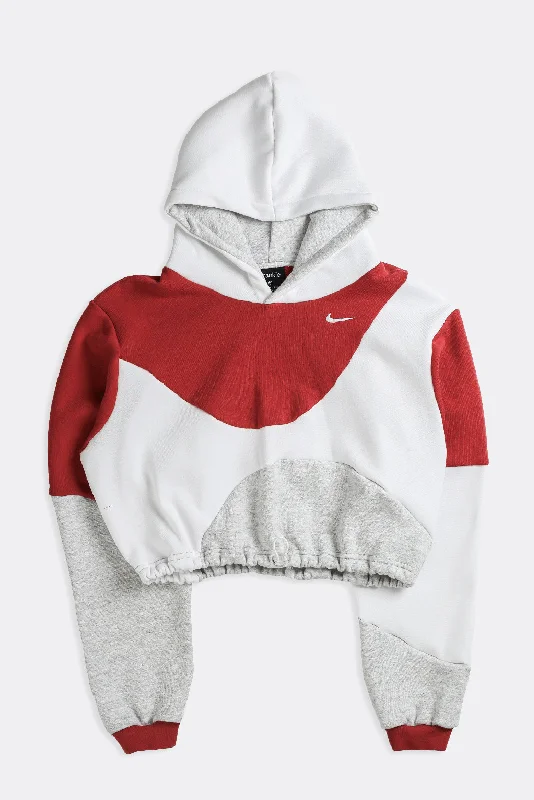 Rework Nike Wave Crop Sweatshirt - XS Oversized Hoodie Comfort Casual