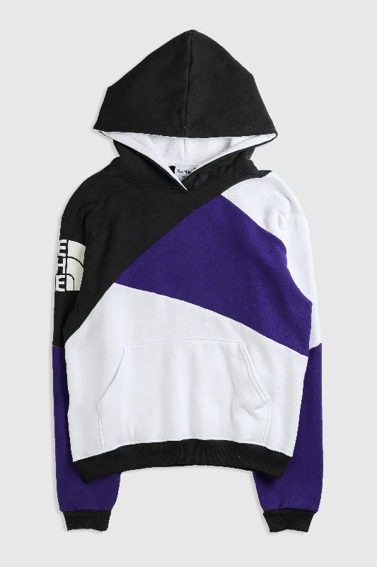 Rework North Face Patchwork Sweatshirt - M Hoodie with Double Zipper Versatile Adjustable Rework North Face Patchwork Sweatshirt - M Hoodie with Double Zipper Versatile Adjustable