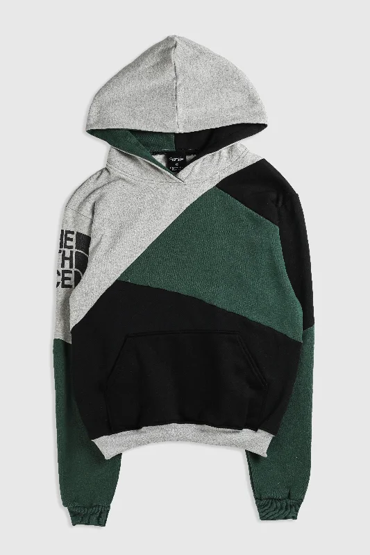 Rework North Face Patchwork Sweatshirt - XS Hoodie with Full-Zip Functional Layering Rework North Face Patchwork Sweatshirt - XS Hoodie with Full-Zip Functional Layering