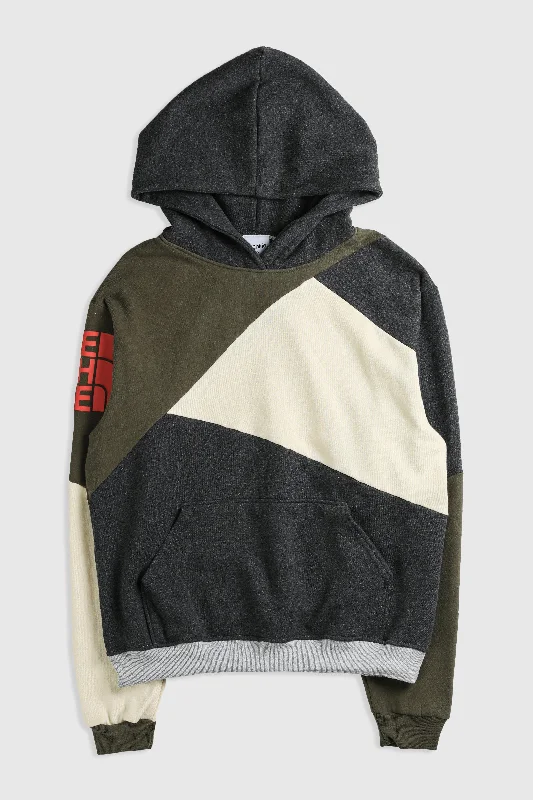 Rework North Face Patchwork Sweatshirt - L Hoodie with Toggle Buttons Decorative Unique Rework North Face Patchwork Sweatshirt - L Hoodie with Toggle Buttons Decorative Unique