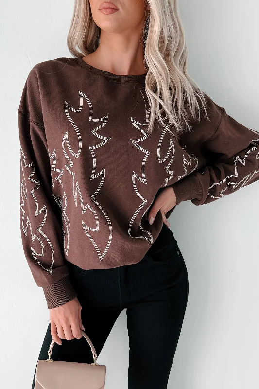 Rodeo Bandit Western Stitch Sweatshirt (Brown) Hoodie with Elastic Cuffs Stretchable Comfortable Rodeo Bandit Western Stitch Sweatshirt (Brown) Hoodie with Elastic Cuffs Stretchable Comfortable