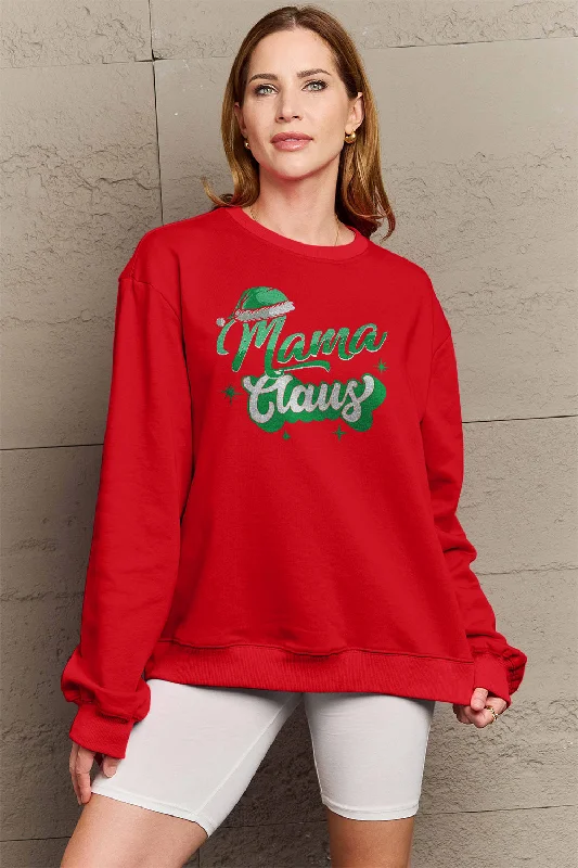 Simply Love Full Size MAMA CLAUS Round Neck Sweatshirt Hoodie with Applique Textured Unique Simply Love Full Size MAMA CLAUS Round Neck Sweatshirt Hoodie with Applique Textured Unique
