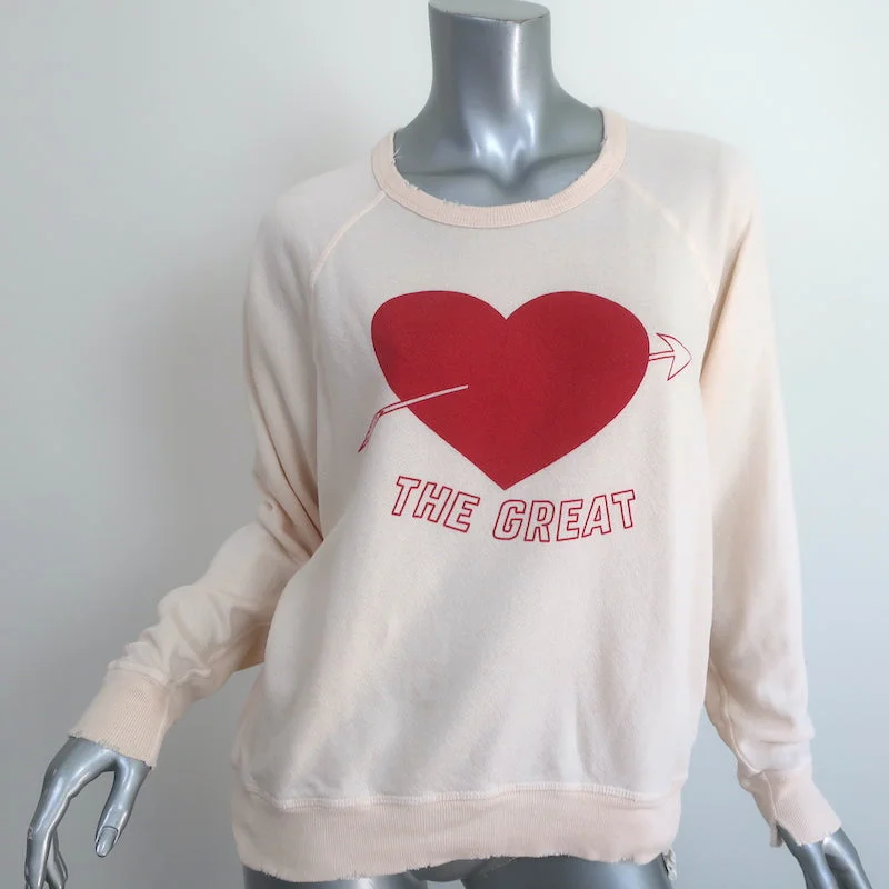 THE GREAT Heart College Sweatshirt Very Light Pink Size 1 Hoodie with Reflective Safety Nightwear THE GREAT Heart College Sweatshirt Very Light Pink Size 1 Hoodie with Reflective Safety Nightwear