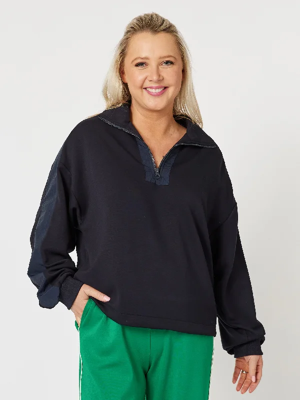 Urban Zip Sweatshirt - Navy Hoodie with Typography Text Message
