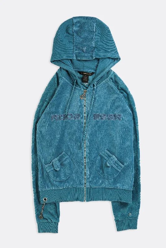Vintage Rocawear Velour Sweatshirt - L Hoodie with Drawstring Waist Adjustable Fitted Vintage Rocawear Velour Sweatshirt - L Hoodie with Drawstring Waist Adjustable Fitted
