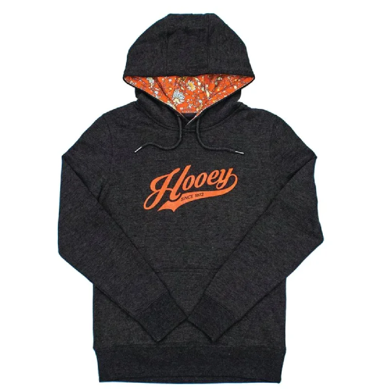 Women's "Praire" Hooey Charcoal With Orange Logo Hoodie HH1196CH Hoodie with Monochrome Minimalist Simple Women's "Praire" Hooey Charcoal With Orange Logo Hoodie HH1196CH Hoodie with Monochrome Minimalist Simple