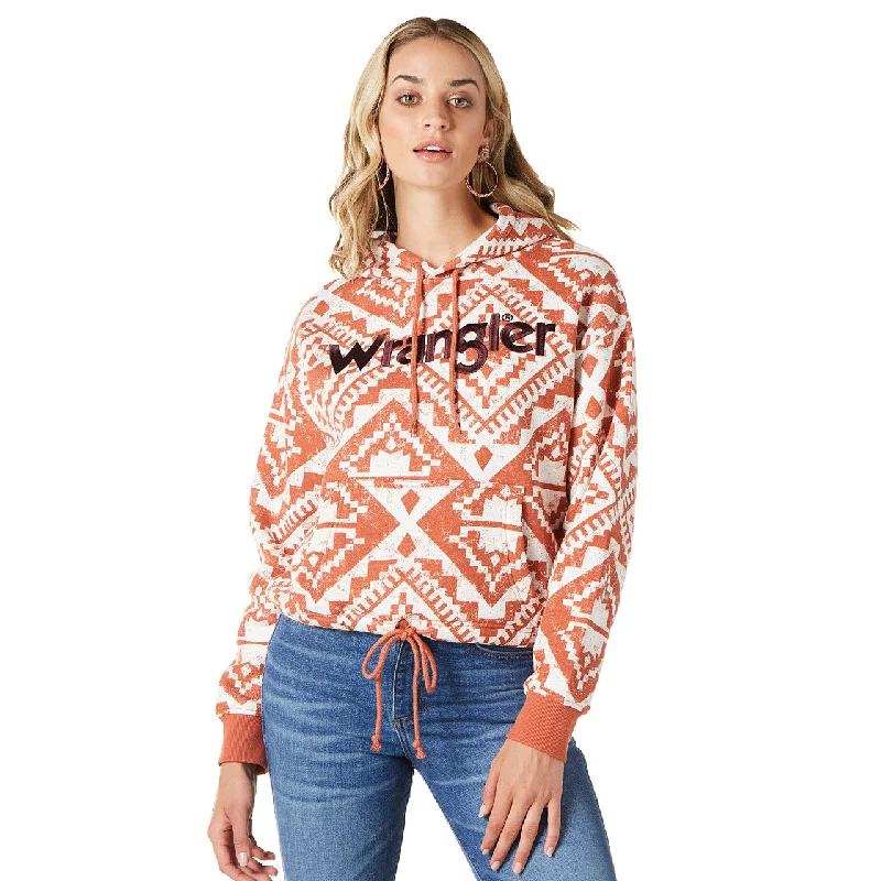 Women's Wrangler Retro® Western Vintage Hoodie - Burnt Orange - 112335652 Hoodie with Drawcord Adjustable Secure Women's Wrangler Retro® Western Vintage Hoodie - Burnt Orange - 112335652 Hoodie with Drawcord Adjustable Secure