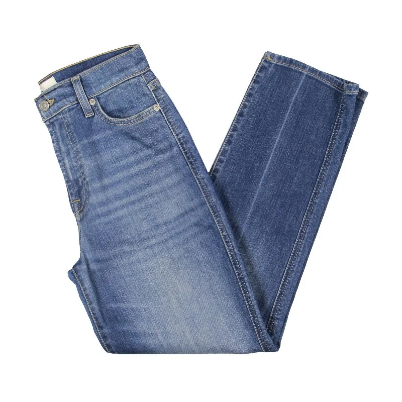 7 For All Mankind Womens High Waisted Medium Wash Straight Leg Jeans Chic Faded Blue Jeans 7 For All Mankind Womens High Waisted Medium Wash Straight Leg Jeans Chic Faded Blue Jeans