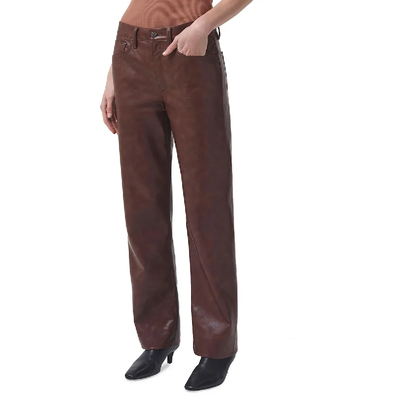 Agolde Womens Sloane Recycled Leather High Rise Straight Leg Jeans Stylish High-Rise Mom Jeans Agolde Womens Sloane Recycled Leather High Rise Straight Leg Jeans Stylish High-Rise Mom Jeans