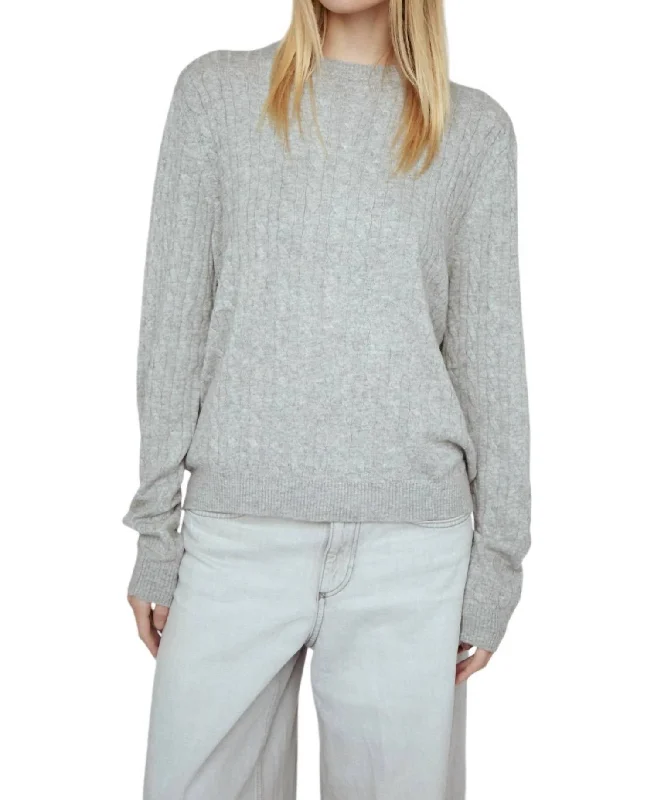 Cashmere Braided Sweater In Grey