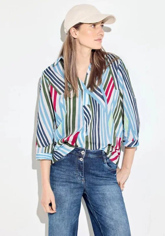 Cecil Striped Cotton Blouse, Vanilla Multi