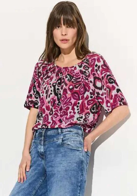 Cecil Ornament Print Carmen Blouse, Bloomy Pink