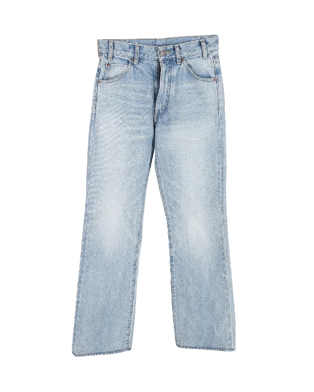 Celine Straight Leg Jeans in Light Blue Cotton Denim