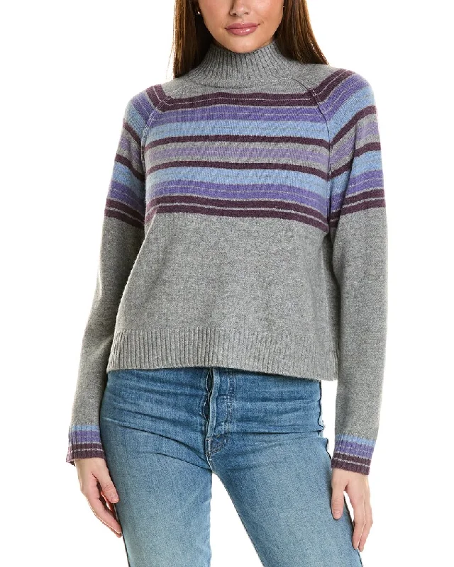 Collaboration Macie Stripe Mock Neck Cashmere Sweater