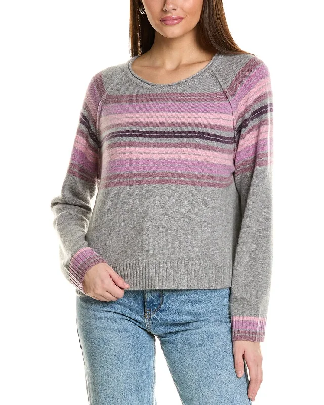 Collaboration Striped Raglan Crewneck Cashmere Sweater