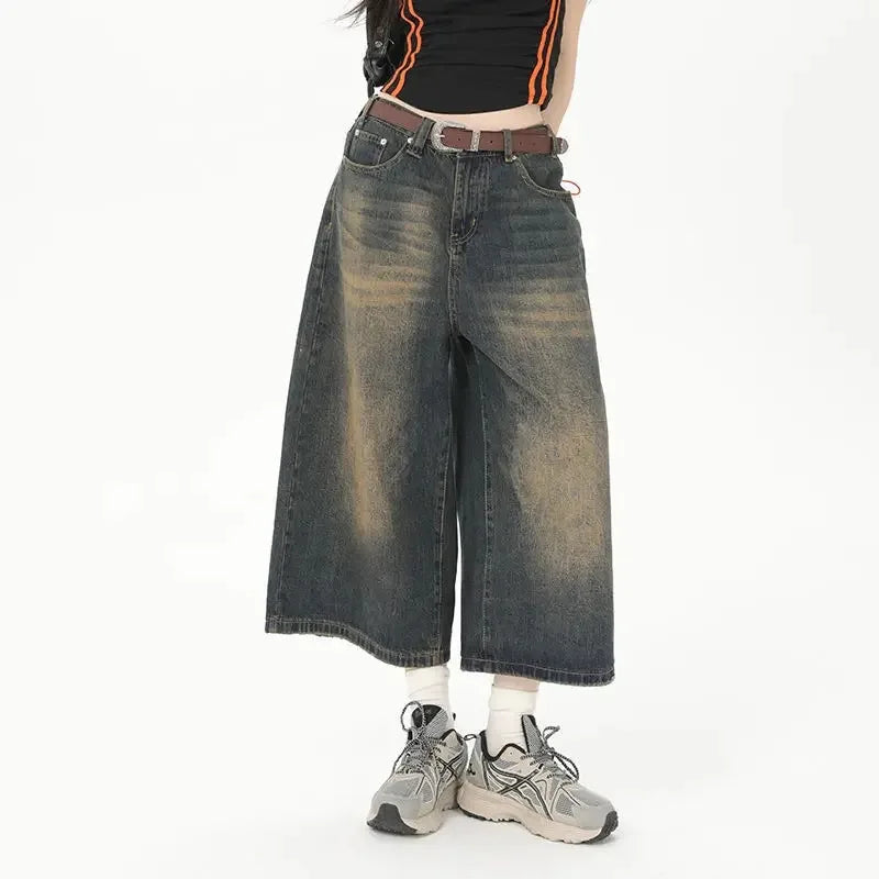 Vintage Loose Jorts Jeans Y2k Streetwear Oversize Shorts Denim Pants Fashionable Slim Fit Jeans