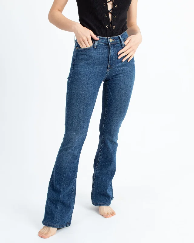 Flared Jeans with Contrast Stitching Stylish Plus Size Denim Jeans