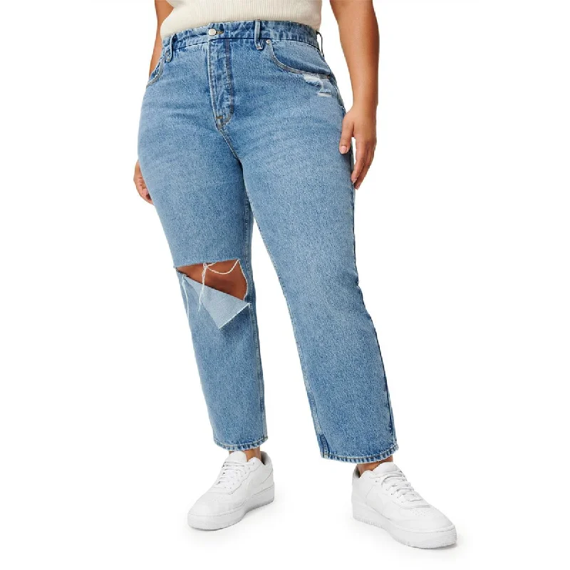 Good American Womens 90's Duster Pants High Rise Straight Leg Jeans Stylish Stone-Wash Denim Jeans Good American Womens 90's Duster Pants High Rise Straight Leg Jeans Stylish Stone-Wash Denim Jeans