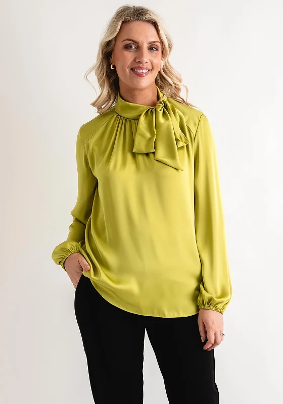 Joseph Ribkoff Knotted High Neck Blouse, Wasabi