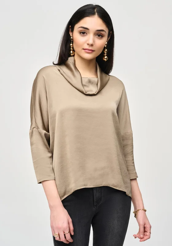 Joseph Ribkoff Button Back Cowl Neck Blouse, Brown