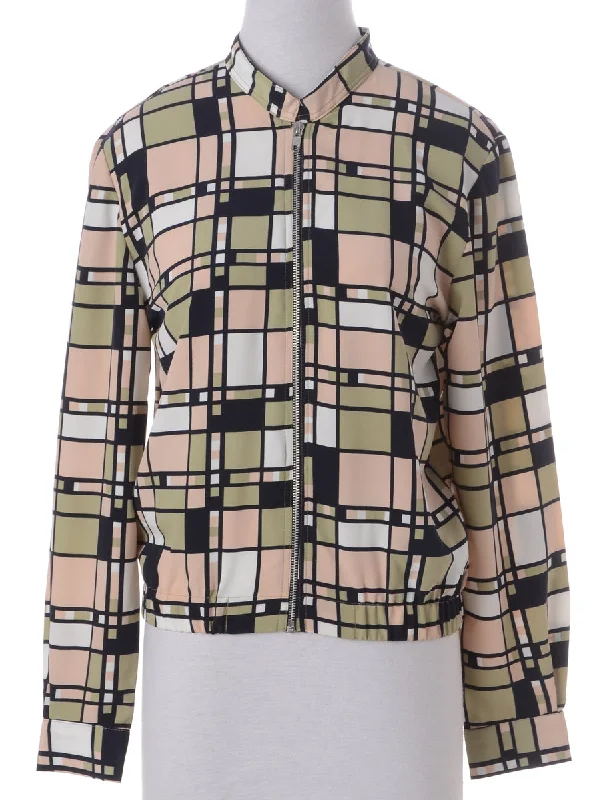 Label Blouse Checked Bomber