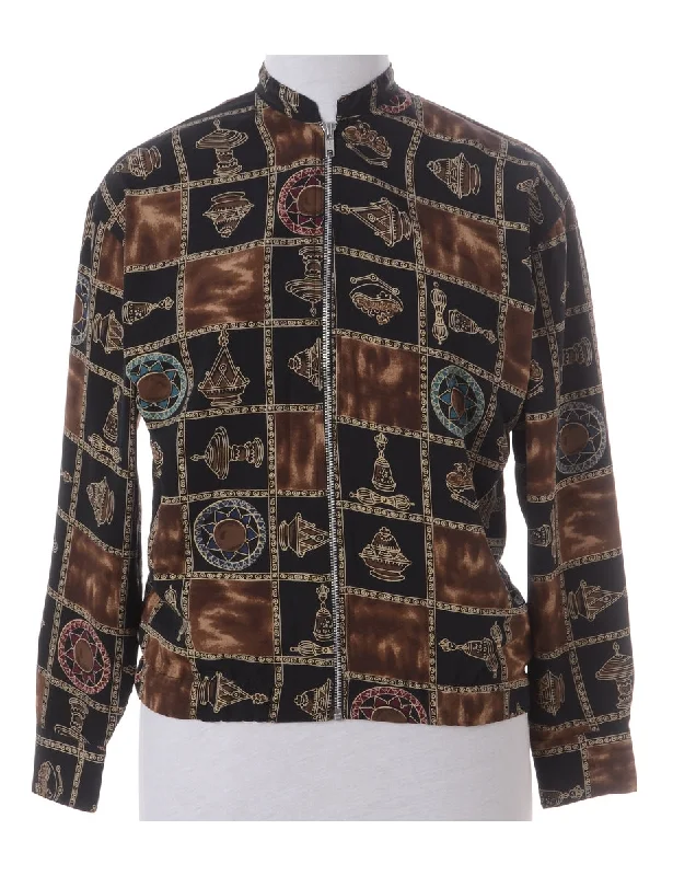 Label Blouse Patterned Bomber