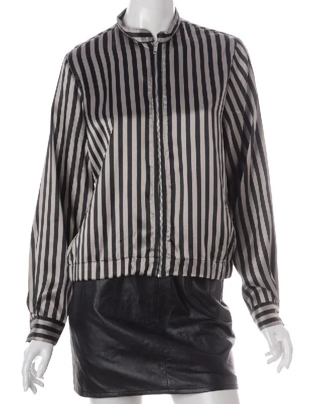 Label Blouse Striped Bomber