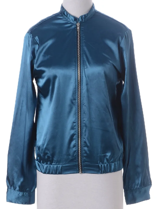 Label Blouse Teal Bomber