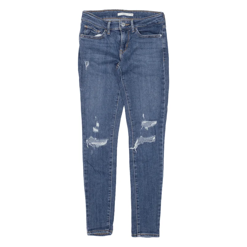 LEVI'S 711 Distressed Jeans Blue Denim Slim Skinny Womens W25 L28 Fashionable Distressed Jeans LEVI'S 711 Distressed Jeans Blue Denim Slim Skinny Womens W25 L28 Fashionable Distressed Jeans