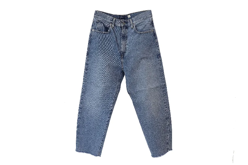 Levi's Barrel Cropped Jeans in Blue Cotton Denim