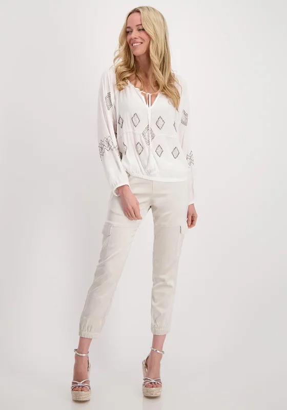 Monari Embroidered Boho Blouse, Off White