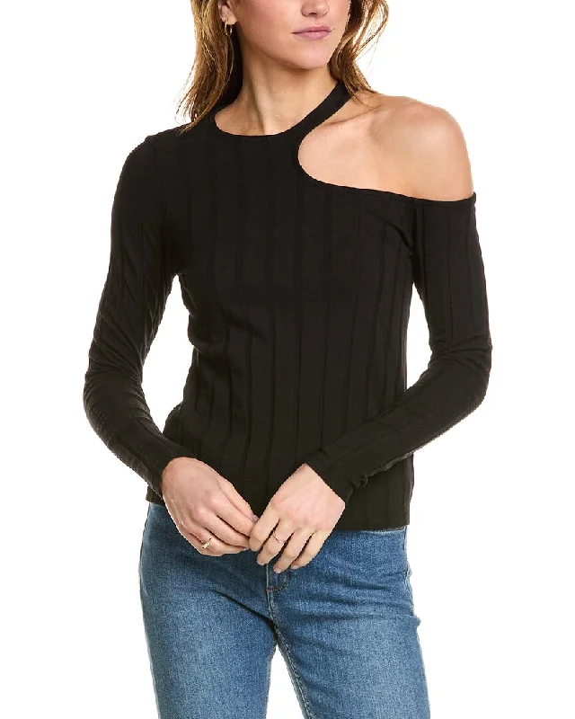 Monrow Flat Rib Asymmetric Sweater