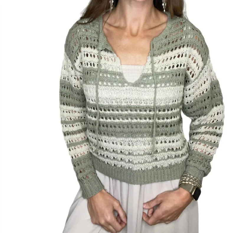 Natalie Sweater In Olive Green/light Tan