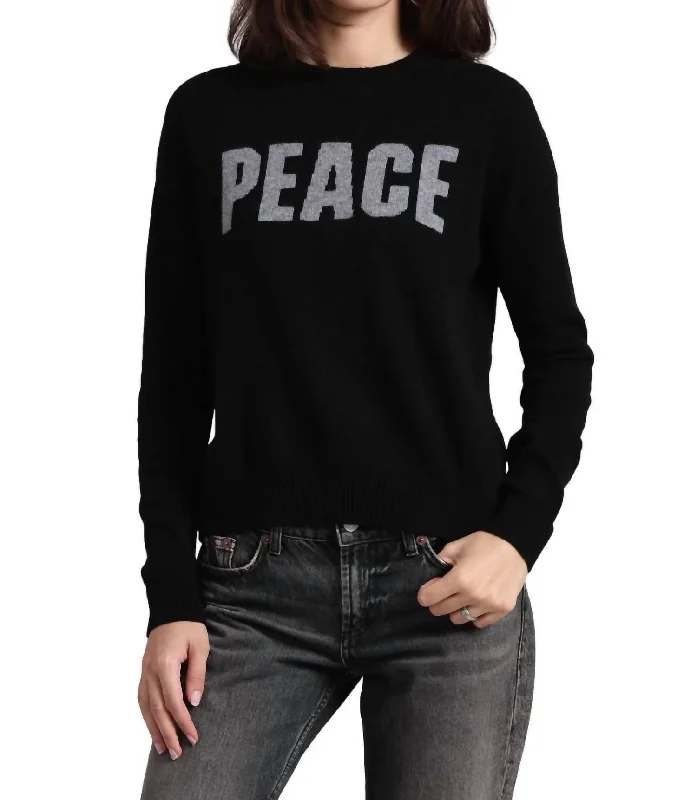 Peace Cashmere Sweater In Black/grey Shadow