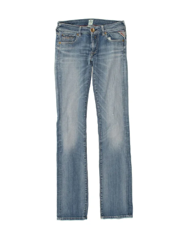 REPLAY Womens Straight Jeans W26 L32 Blue Cotton