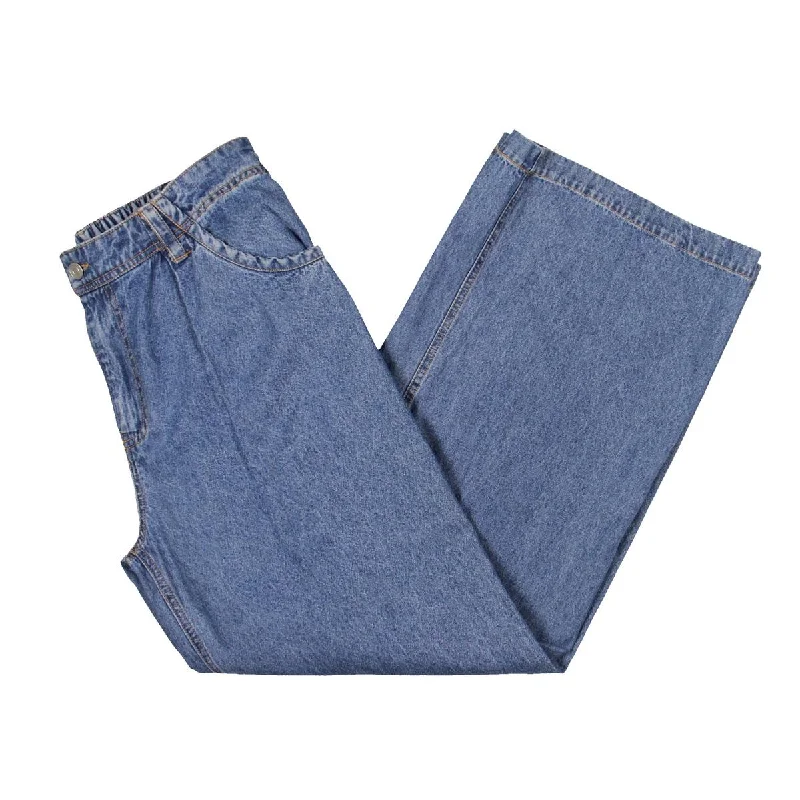 Sage The Label Womens Cotton Stretch Waistband Wide Leg Jeans Fashionable Frayed Hem Denim Sage The Label Womens Cotton Stretch Waistband Wide Leg Jeans Fashionable Frayed Hem Denim