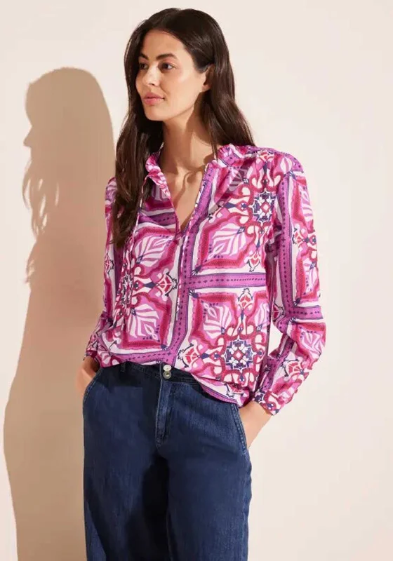 Street One Printed Tunic Blouse, Magnolia Pink