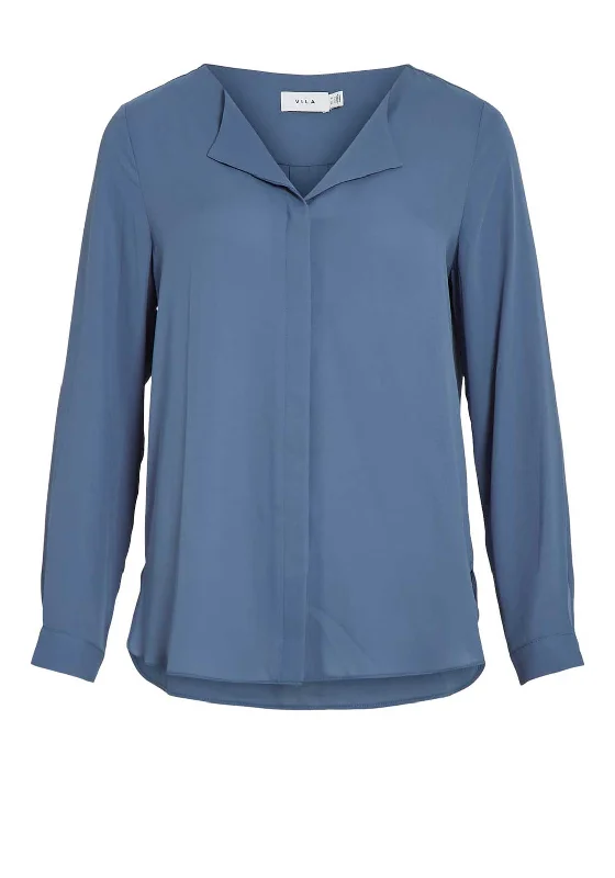 Vila Lucy Lightweight Blouse, Bijou Blue