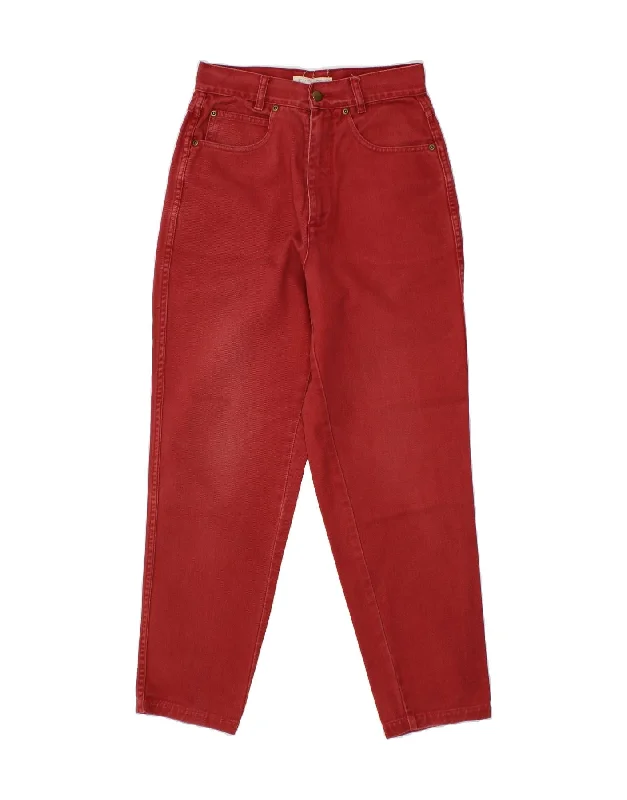 VINTAGE Womens High Waist Tapered Jeans UK 10 Small W26 L27 Burgundy Comfortable Ankle Jeans VINTAGE Womens High Waist Tapered Jeans UK 10 Small W26 L27 Burgundy Comfortable Ankle Jeans