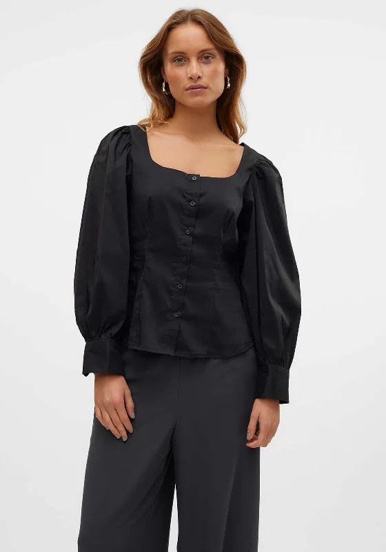 Vero Moda Friba Milkmaid Blouse, Black