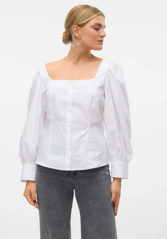 Vero Moda Friba Milkmaid Blouse, White