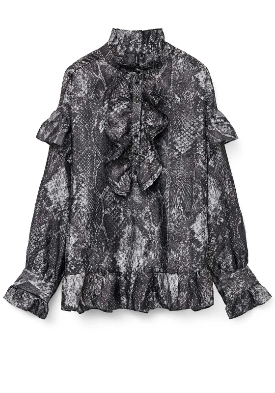 Vero Moda Willa Snake Print Blouse, Black