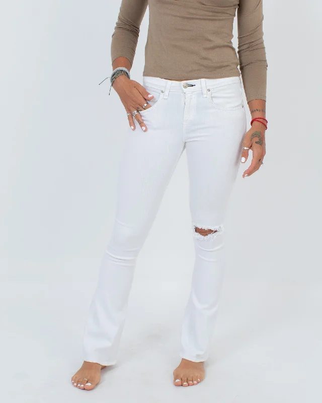 White Flared Jeans Trendy Button-Up High-Waist Jeans