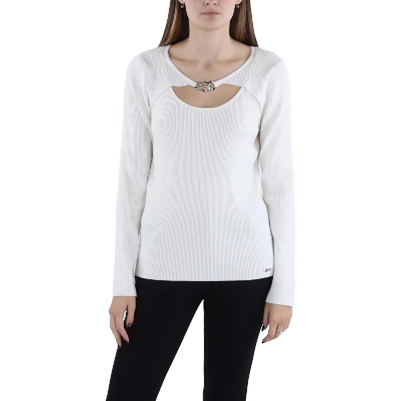 Womens Chain Cut Out Pullover Sweater