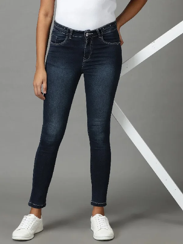 Women's Navy Blue Solid Skinny Fit Denim Jeans-CR-7997-Navyblue Casual High-Waisted Bootcut Jeans Women's Navy Blue Solid Skinny Fit Denim Jeans-CR-7997-Navyblue Casual High-Waisted Bootcut Jeans