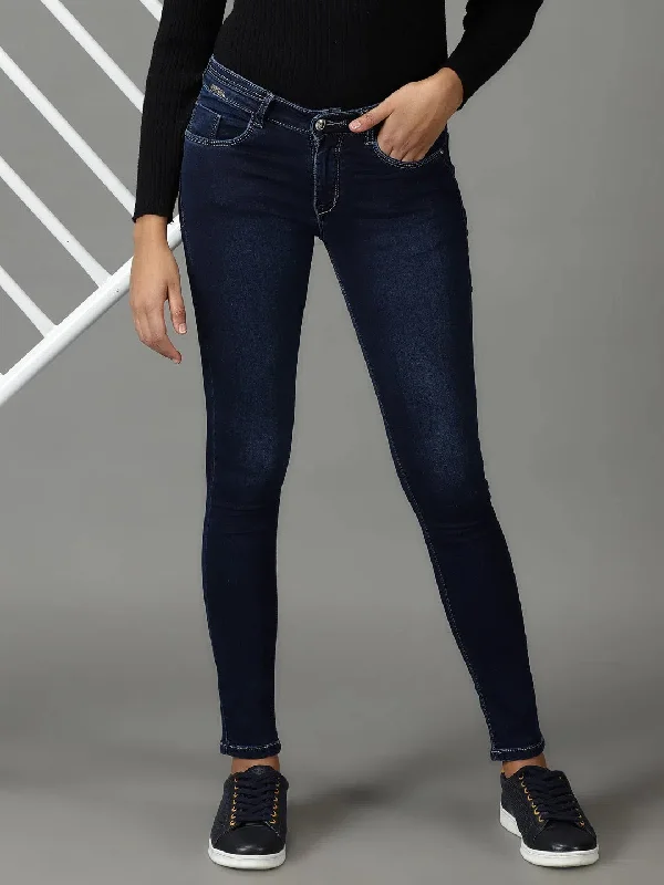 Women's Navy Blue Solid Slim Fit Denim Jeans-CR-7954-Navyblue Casual Distressed Denim Jeans Women's Navy Blue Solid Slim Fit Denim Jeans-CR-7954-Navyblue Casual Distressed Denim Jeans