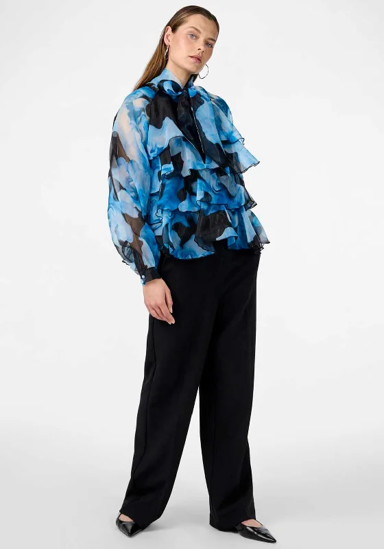 Y.A.S Romina Ruffle Bow Blouse, Methyl Blue