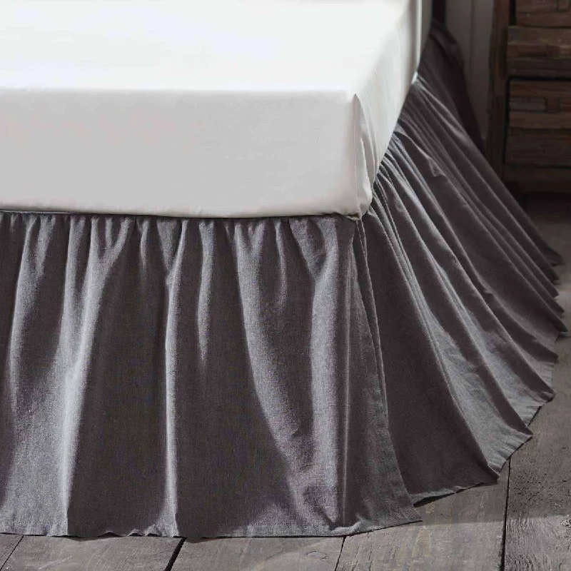 Black Chambray Bed Skirts Charcoal, Creme VHC Brands