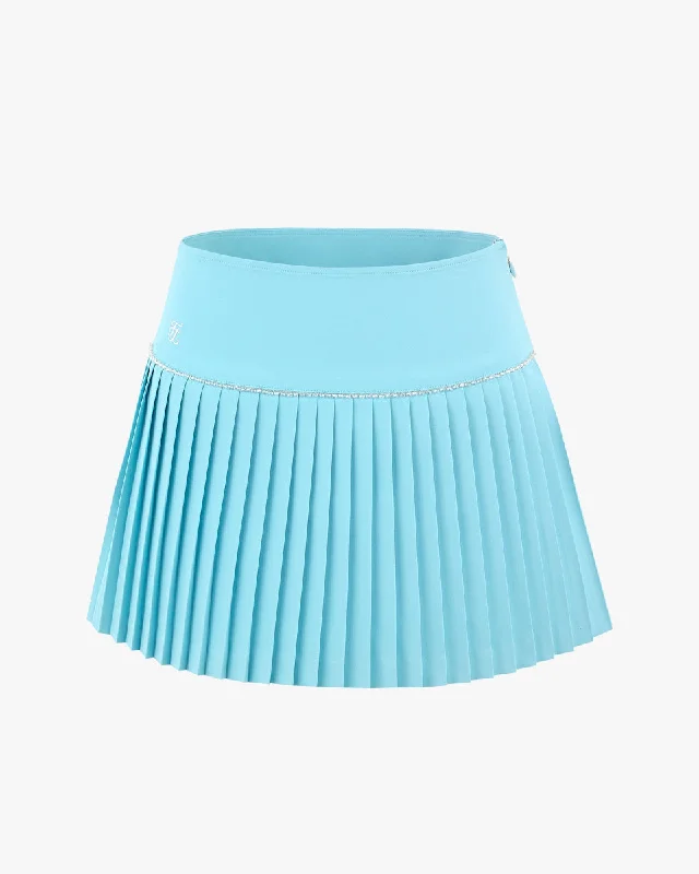 Fair Liar Signature Flare Pleated Skirt- Turquoise