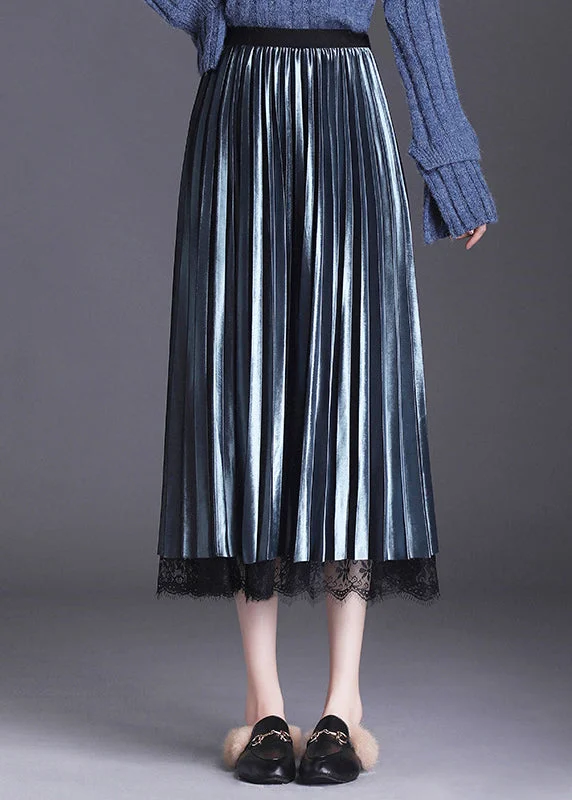 Fashion Blue Tulle Patchwork A Line Fall Wear on both sides Skirt